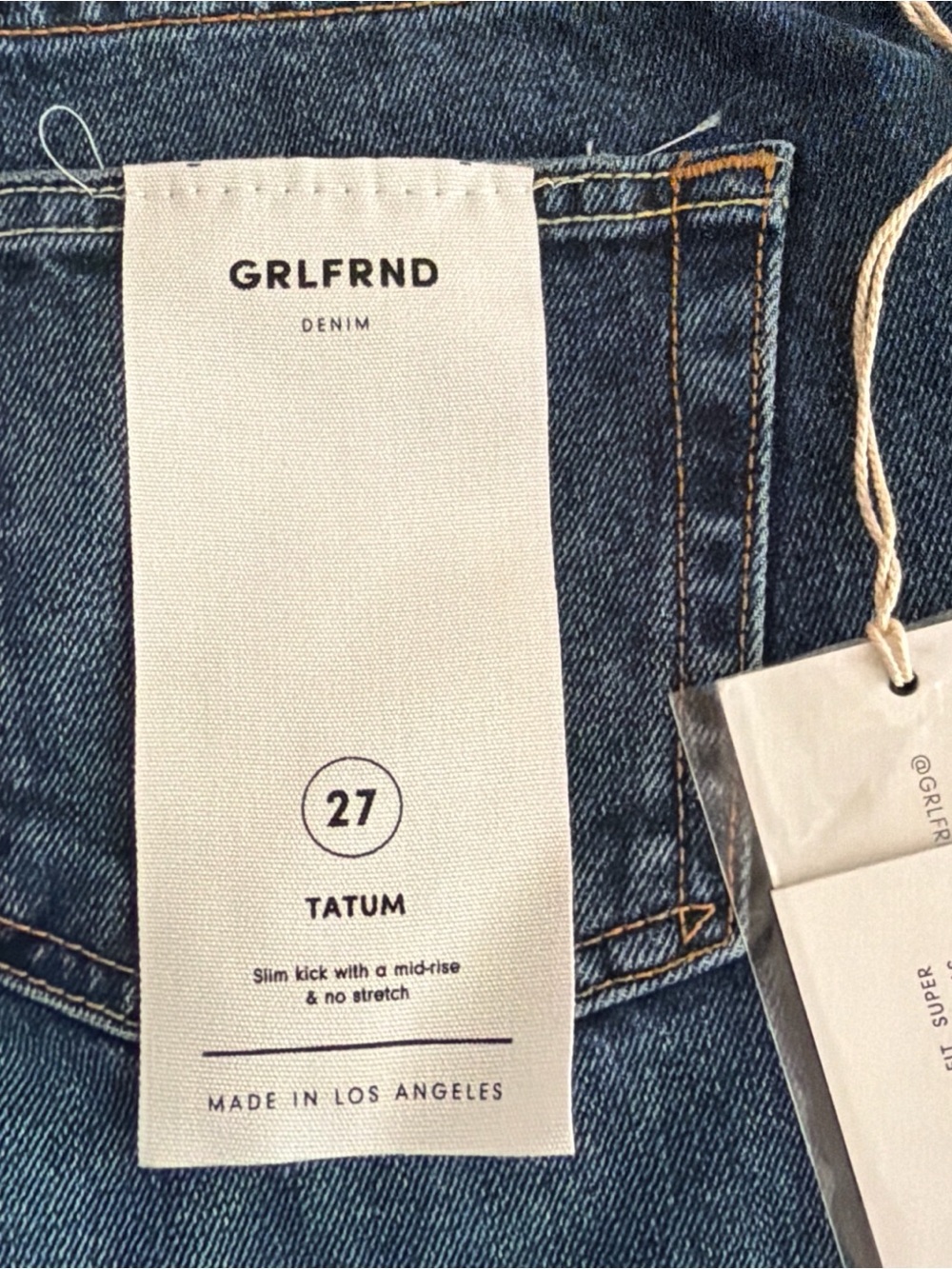GRLFRND Dark Indigo Cropped Frayed-Hem Jeans